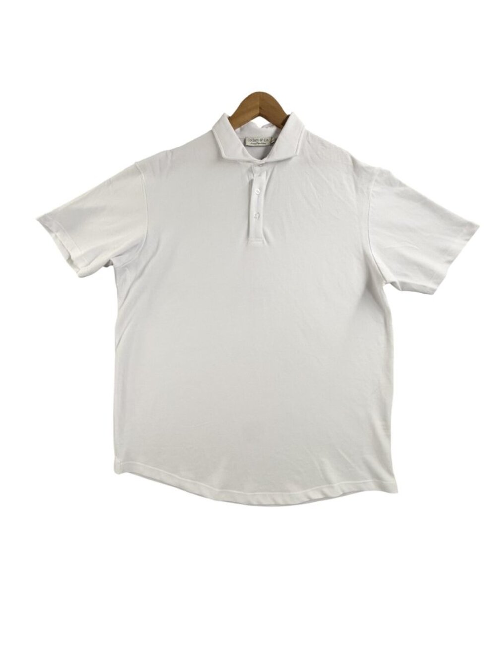 Collars & Co Polo Shirt Mens 2XL White Luxury Pique Cotton Spread Collar Casual